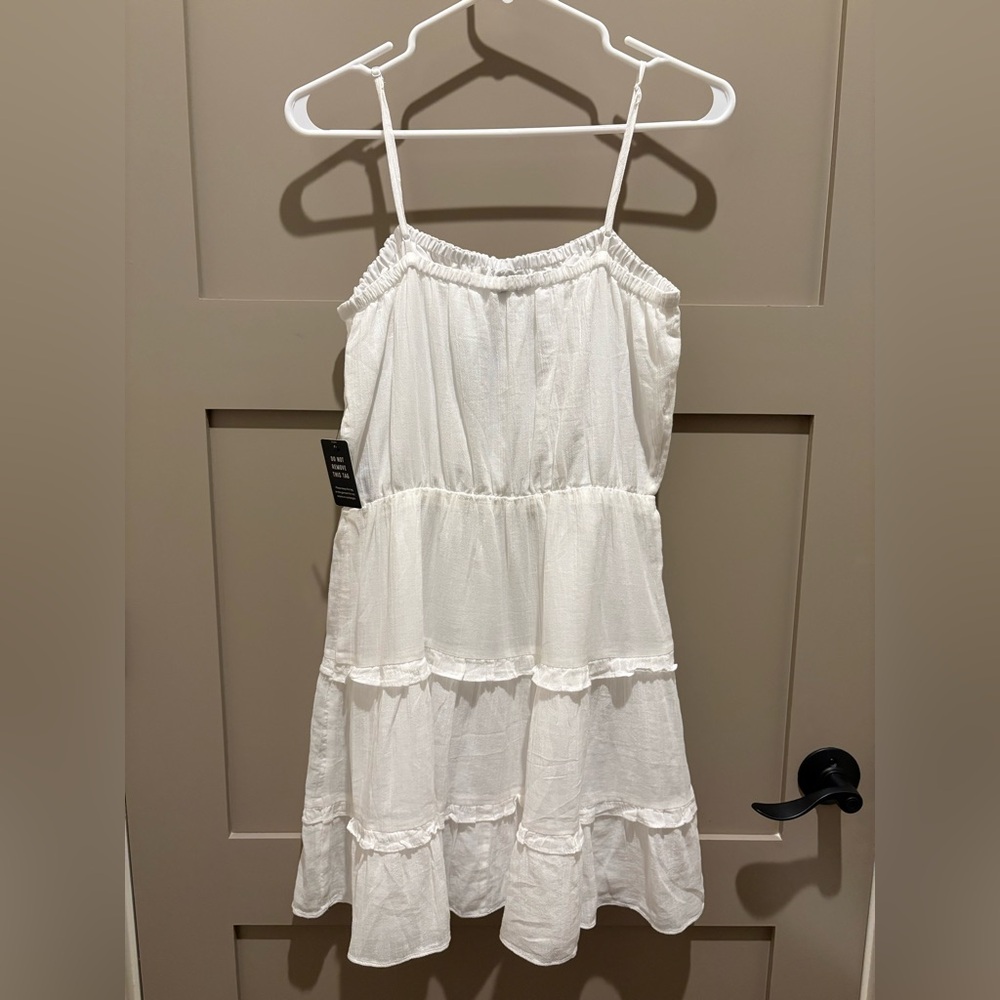 White Tiered Spaghetti Strap Sundress - Picture 3 of 4